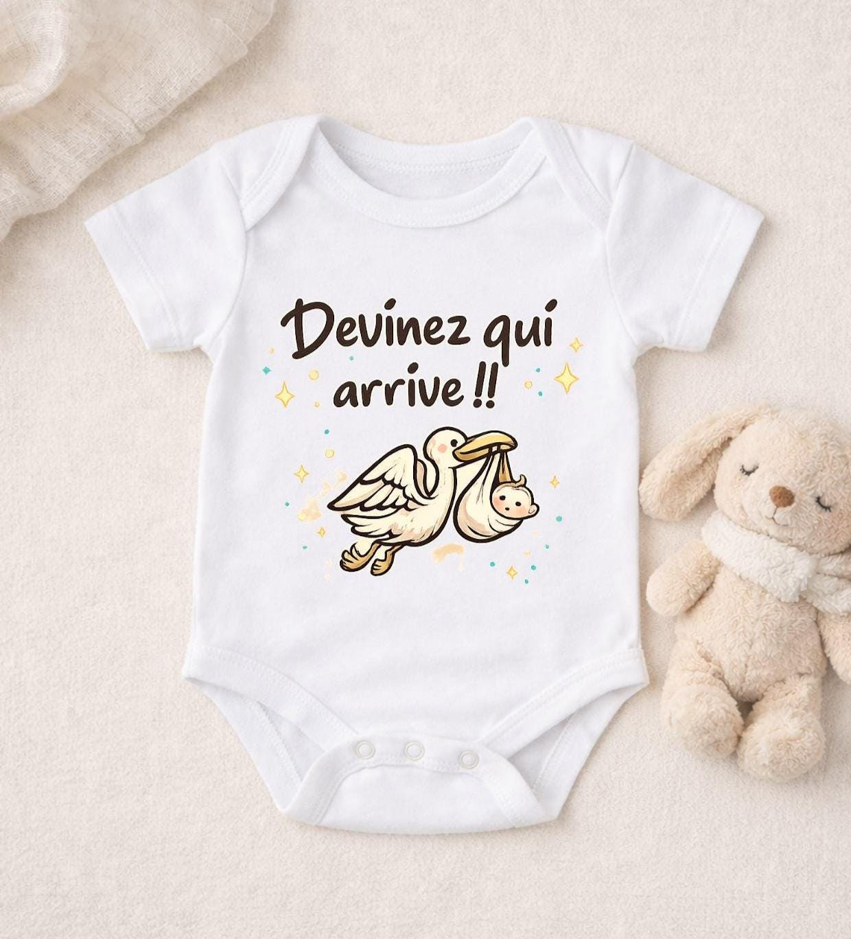 Body bébé annonce grossesse Papy Mamie – J’arrive ! – Cadeau futur grands-parents