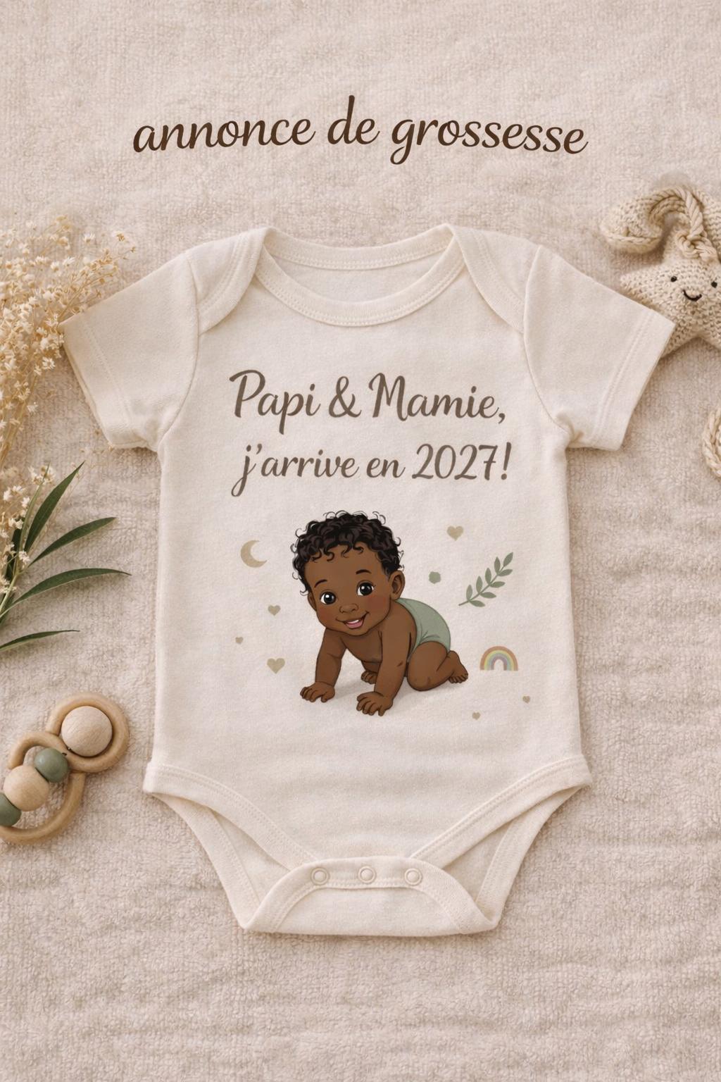 Body bébé pour Annonce de Grossesse à Papi et Mamie