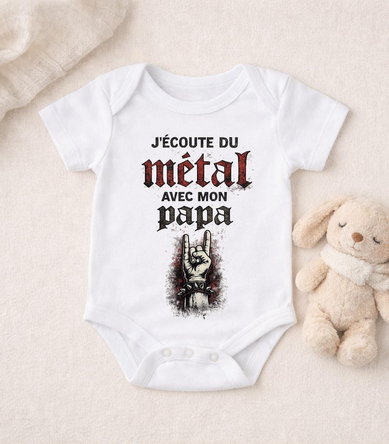 Body bébé I listen to Metal music with my daddy