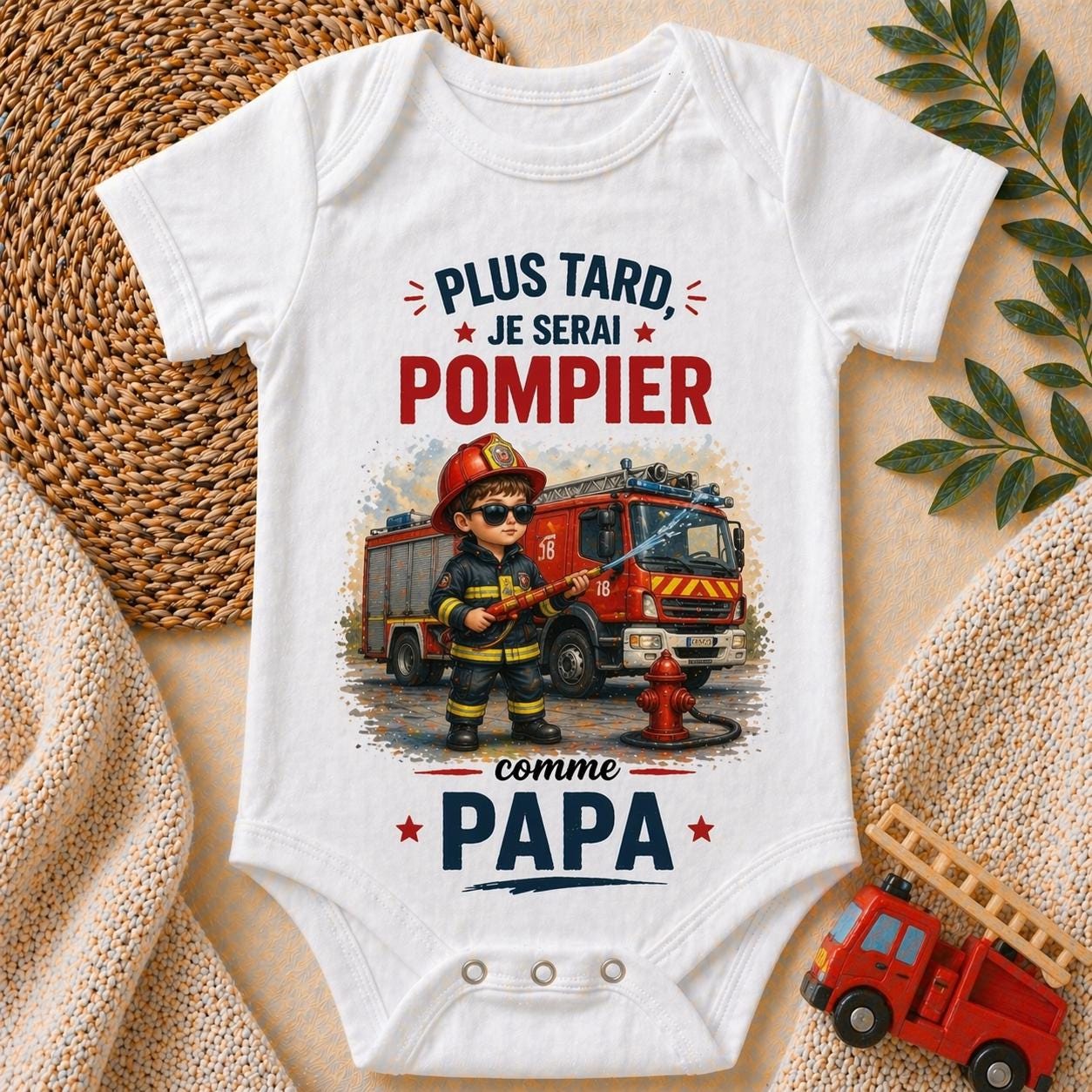 Body bébé plus tard je serai pompier comme papa – Cadeau naissance original – Body bébé humour – Idée cadeau papa – Body personnalisé