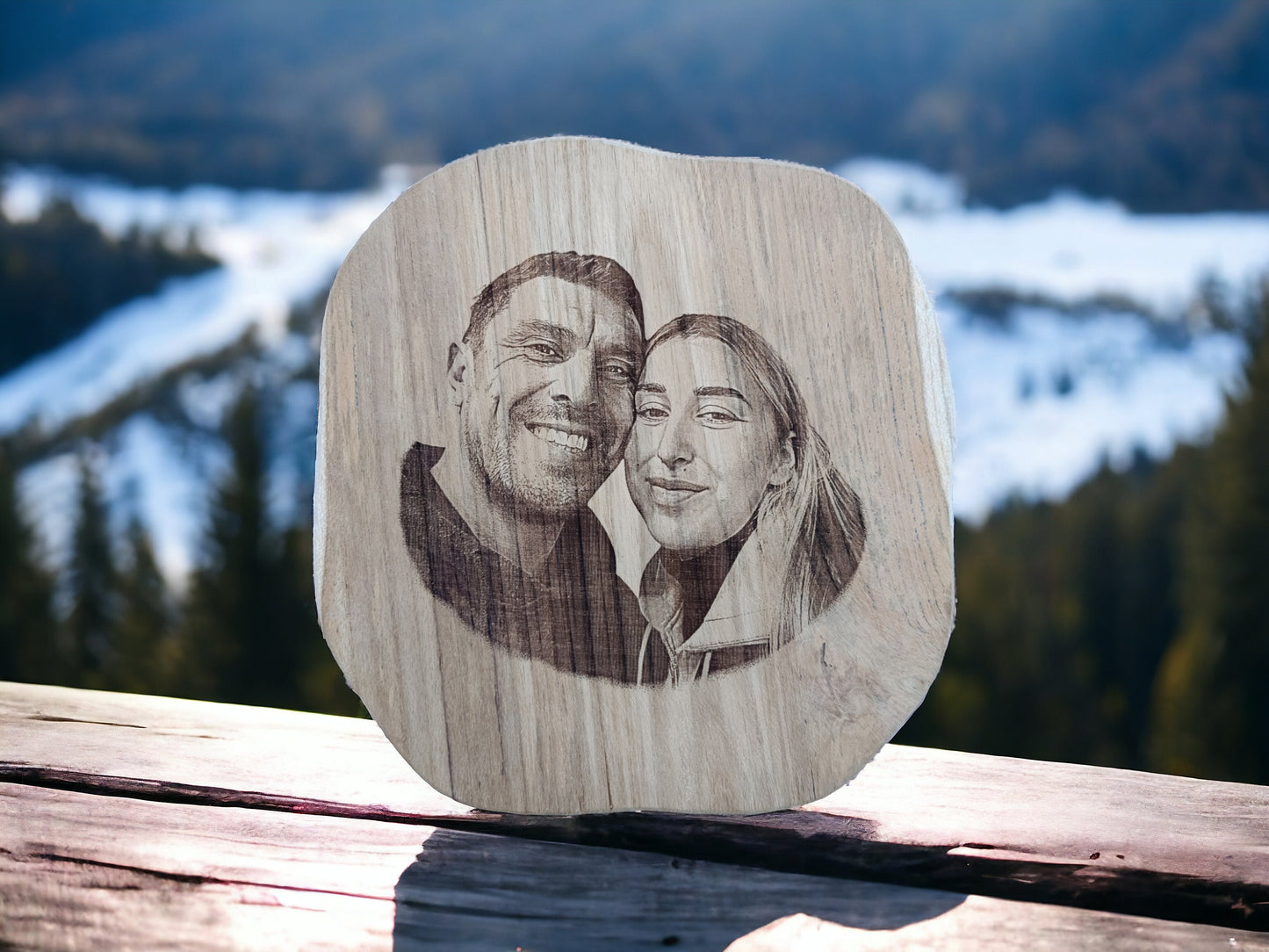 Portrait gravé ou photo de famille gravée sur du bois, gravure sur bois, décoration, idée cadeau personnalisée, photo imprimée, impression