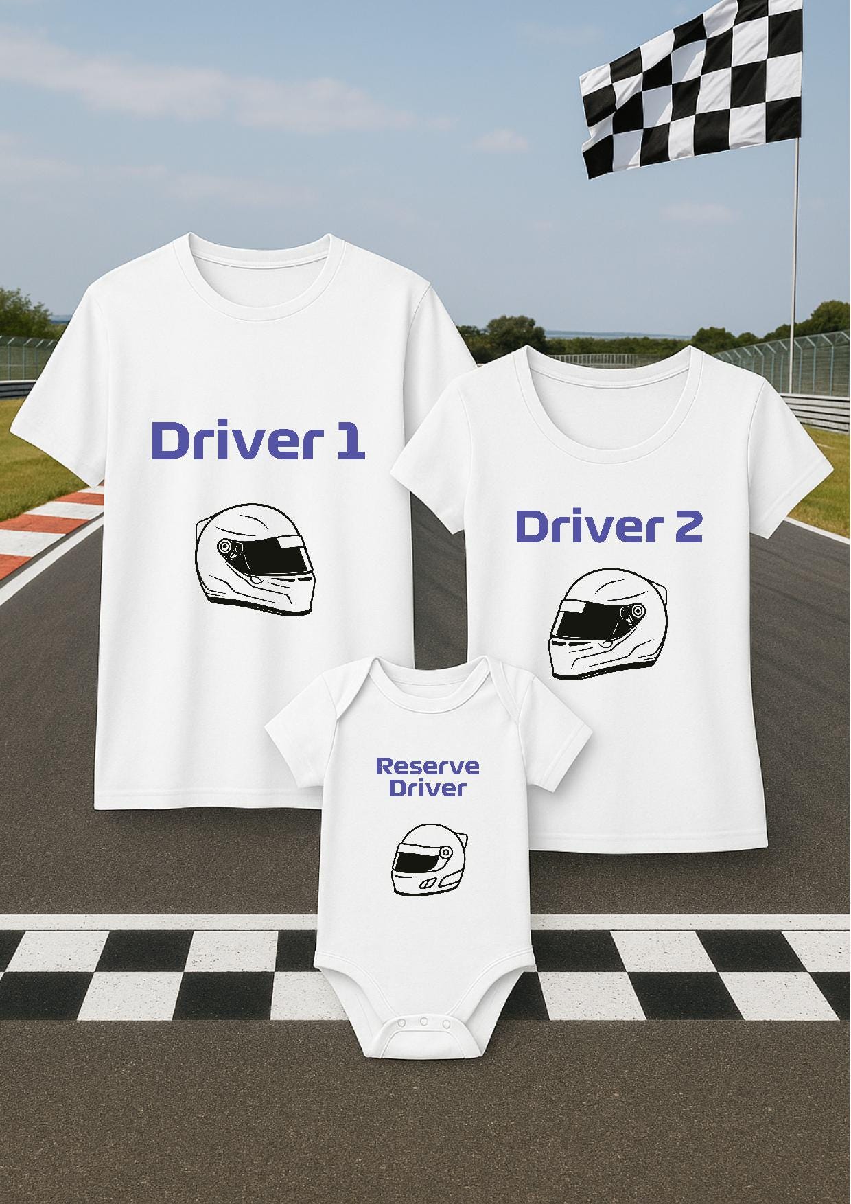 Tshirt adulte homme et femme et body bébé assorti, lot tshirt et body Formule 1, F1, pilote 1, 2, 3, casque de f1, F1 helmet, Ferrari