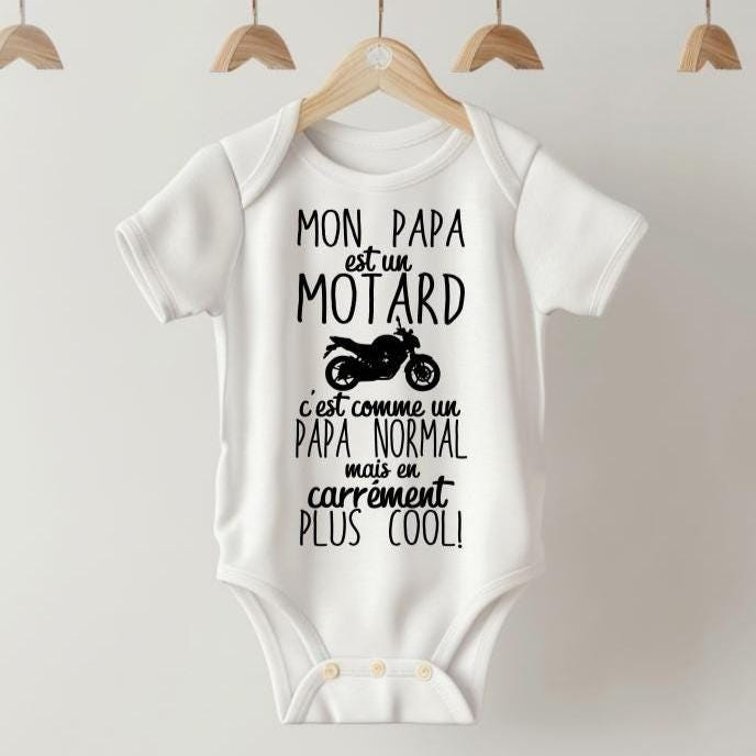 body bébé personnalisé Mon Papa Est un Motard Pilote - bébé, idée cadeau orignale de naissance fête des pères, cadeau papa motard suzuki