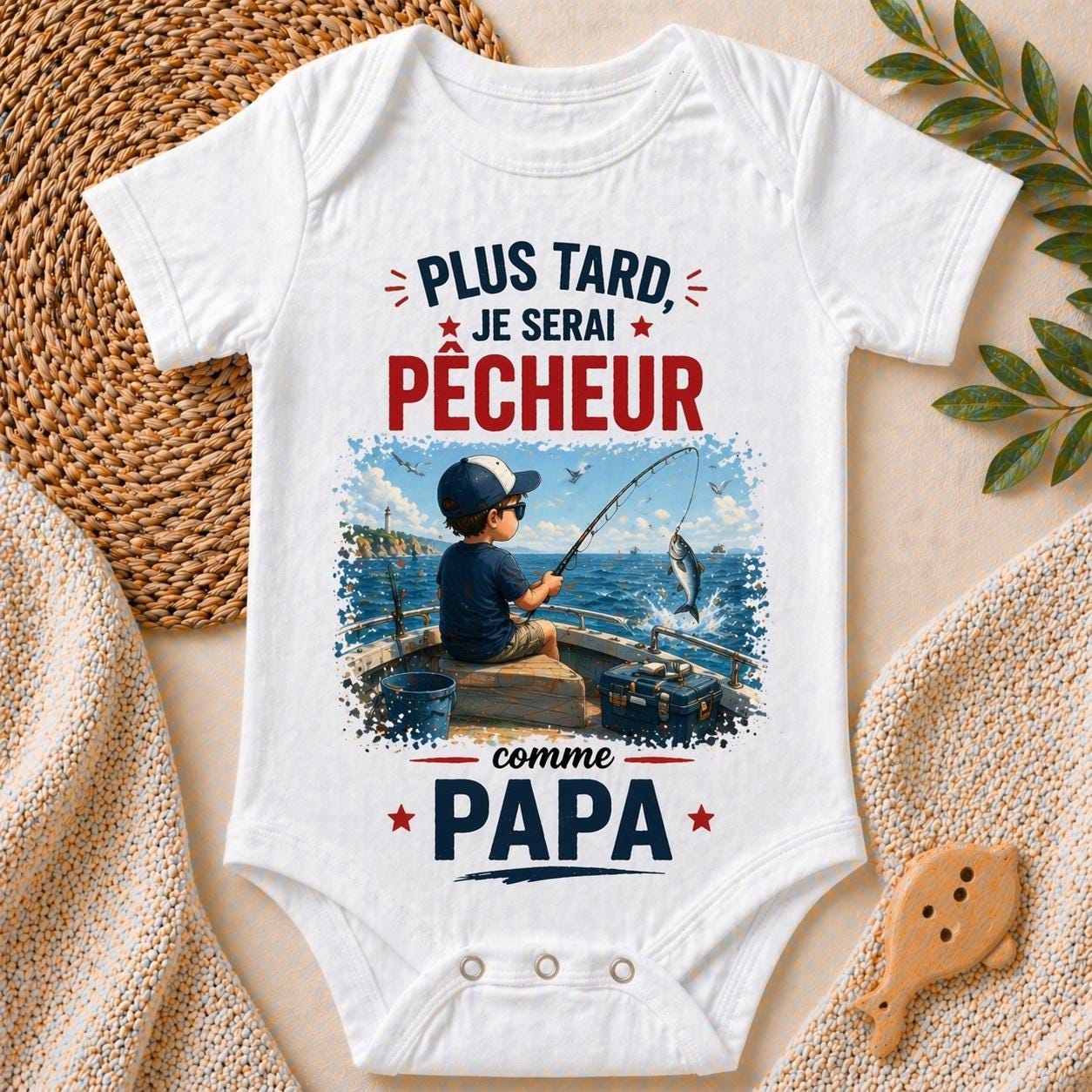 Body bébé plus tard je serai pêcheur comme papa – Cadeau naissance original – Body bébé humour – Idée cadeau papa – Body personnalisé