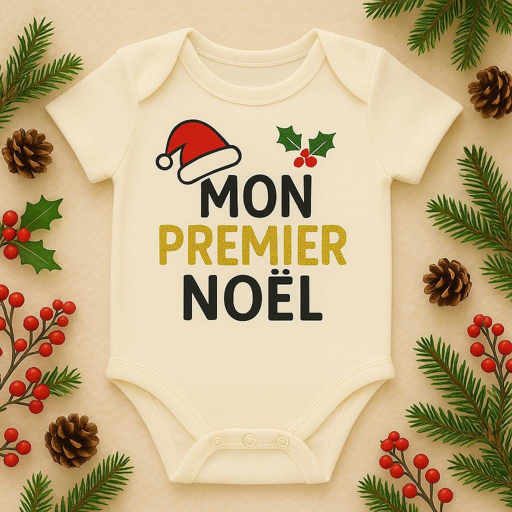 Body bébé personnalisé "mon premier noël" – premier noël de bébé, Cadeau naissance tendre & mignon