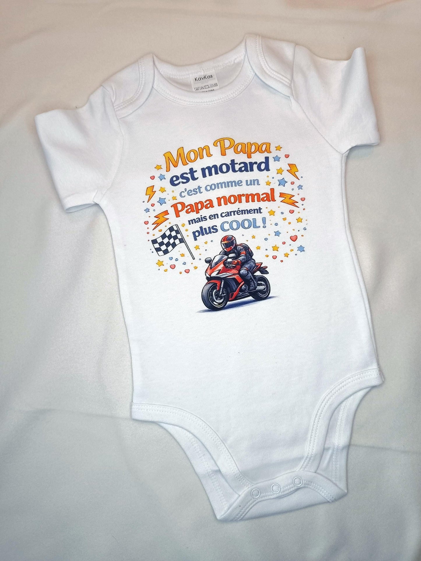 Body bébé “Mon papa est motard/pilote” – Body naissance pour futur biker – Cadeau humour