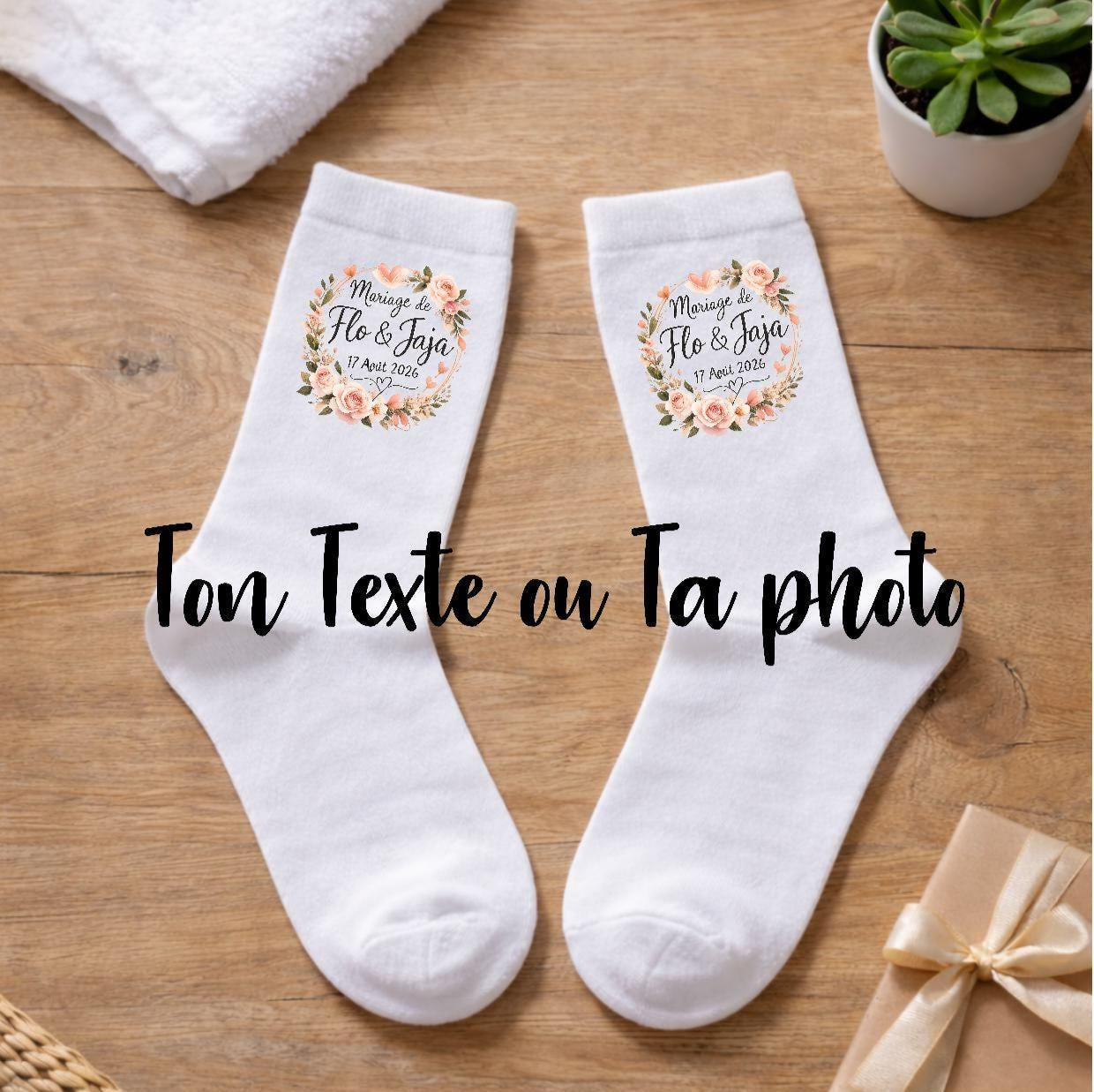 Chaussettes personnalisées photo ou texte – Cadeau original anniversaire couple humour – idée cadeau homme femme mariage EVJF