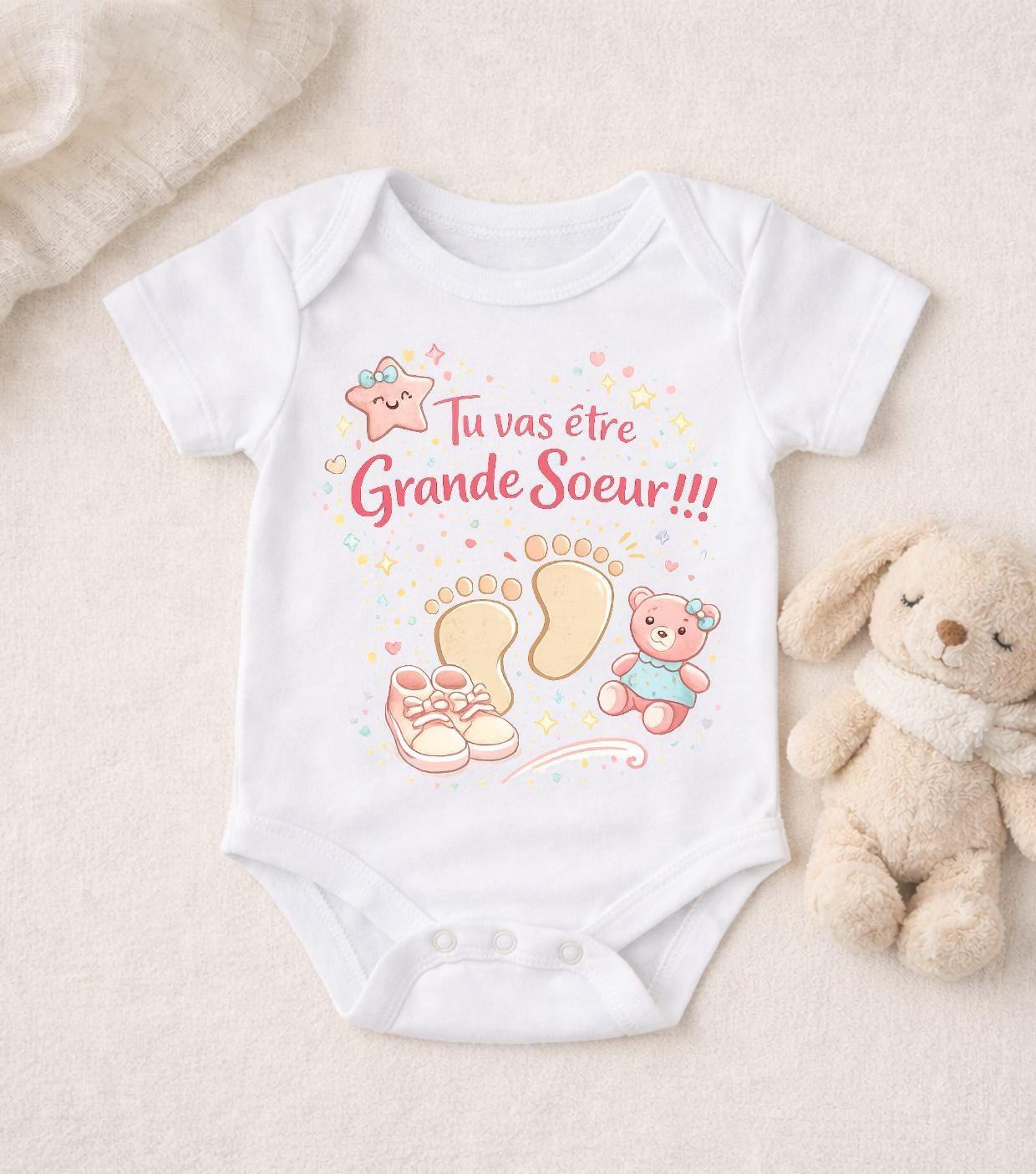 Body bébé annonce grossesse – Tu vas être Grande Sœur – Body annonce future sœur – Cadeau annonce famille