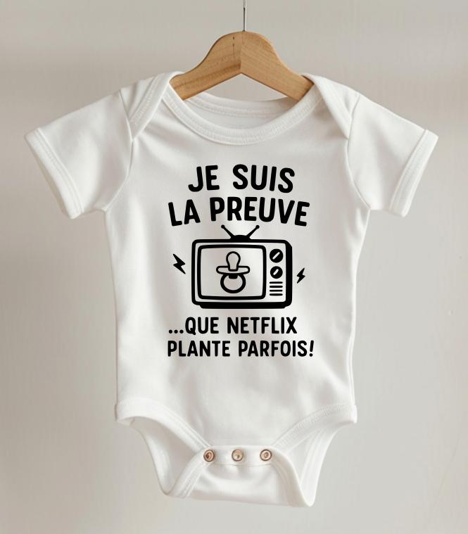 Funny Baby Onesie Netflix Gift - Humorous Birth Present Original Cotton Bodysuit Personalized Shower