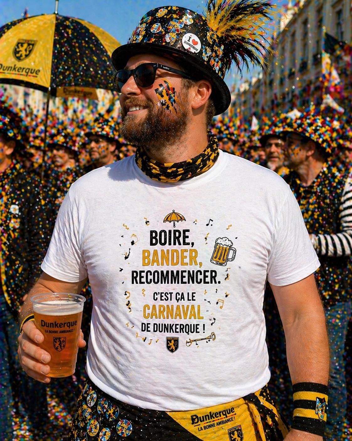 T-shirt Carnaval de Dunkerque– Jean Bart– Tee shirt beauf drôle – Cadeau homme humour alcool - tshirt apéro fête cadeau- carnavaleux marrant