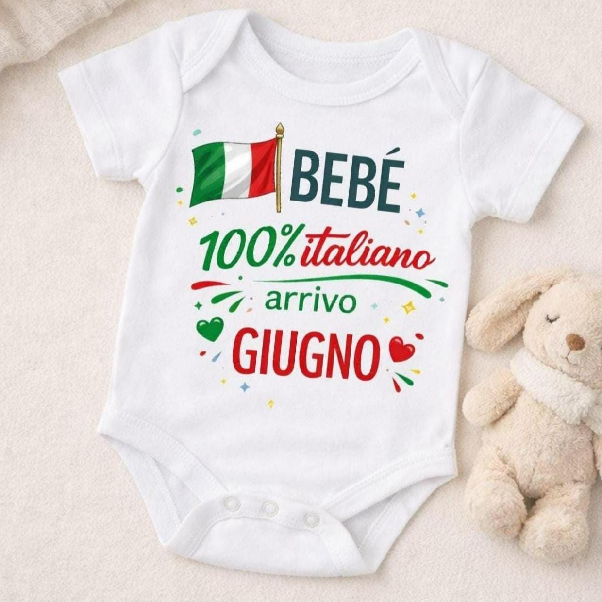 Body neonato annuncio gravidanza | bebe 100% italiano, arrivo