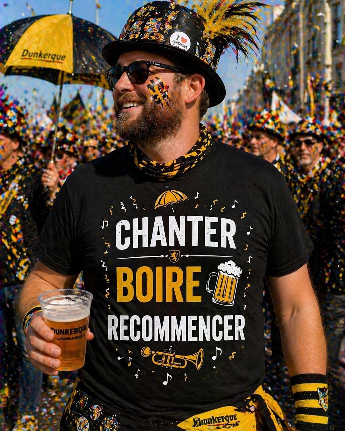 T-shirt Carnaval de Dunkerque– Jean Bart– Tee shirt beauf drôle – Cadeau homme humour alcool - tshirt apéro fête cadeau- carnavaleux marrant