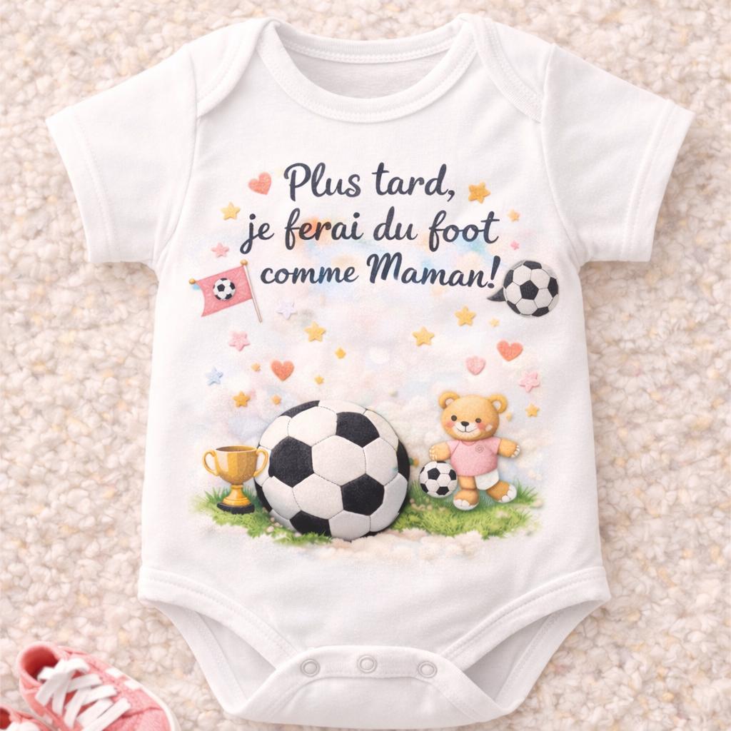 Body bébé à personnaliser, "plus tard je jouerai au foot comme Papa, maman, papi, tonton", annonce de grossesse ou cadeau de naissance