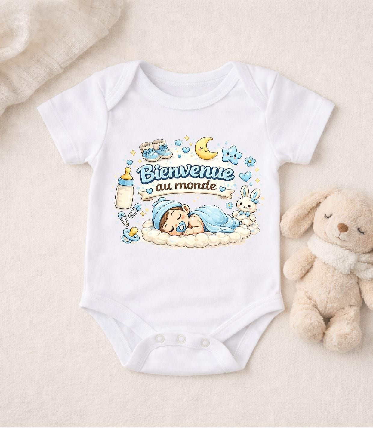 Body bébé premier jour | Bienvenue au monde | Body naissance fille garçon | Cadeau naissance personnalisé | Nouveau-né