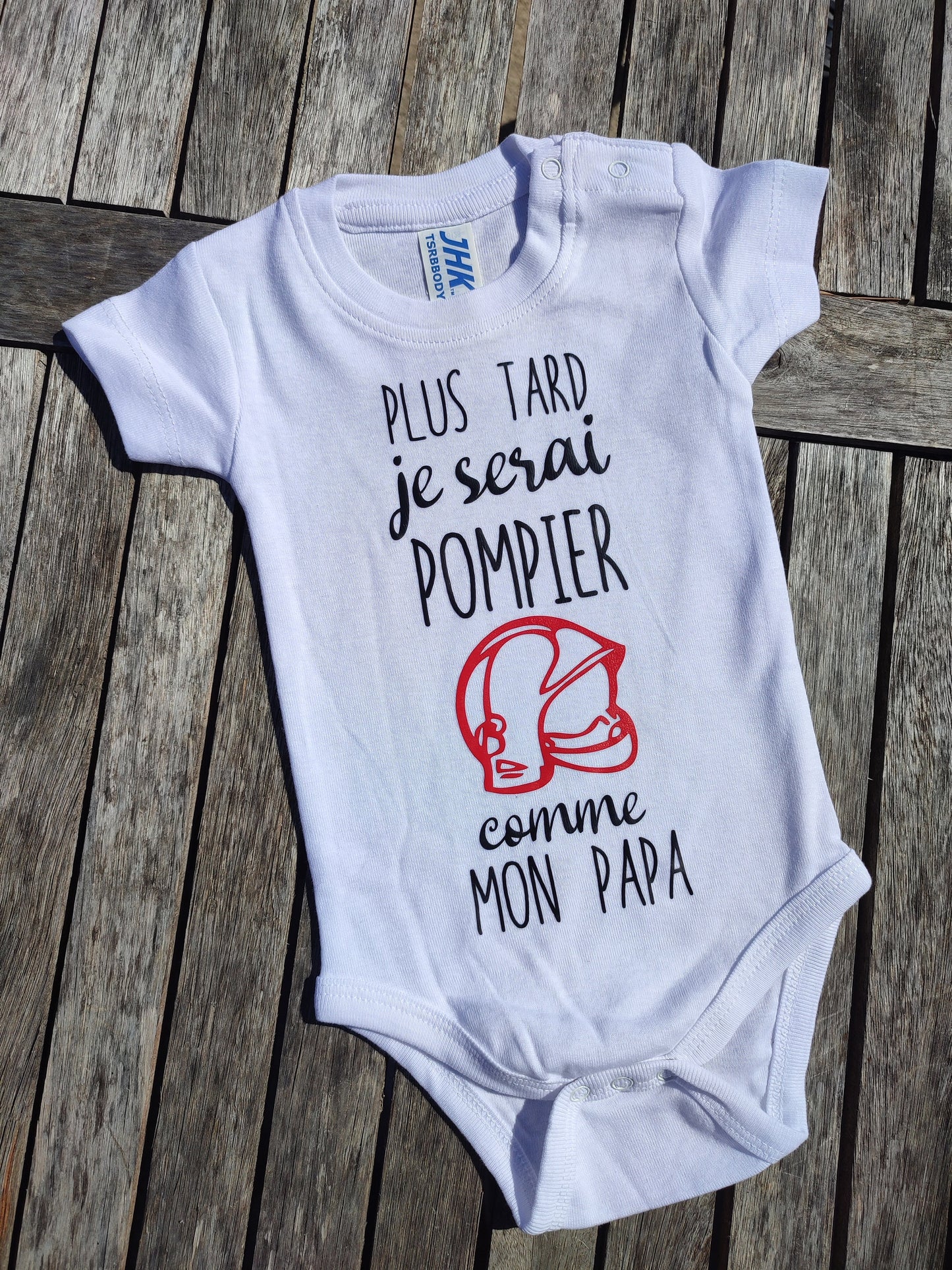 Body bébé Plus tard je serai pompier comme papa, casque de pompier, personnalisé avec prénom, annonce de grossesse