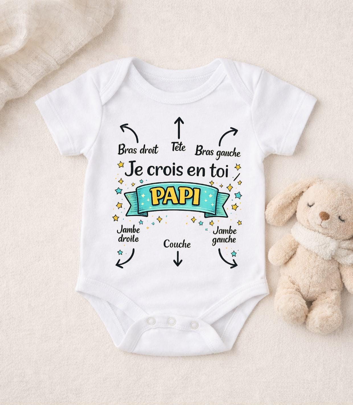Body bébé, notice, mode d'emploi avec Humour, bodie personnalisable pour bébé, annonce de grossesse, naissance, accouchement