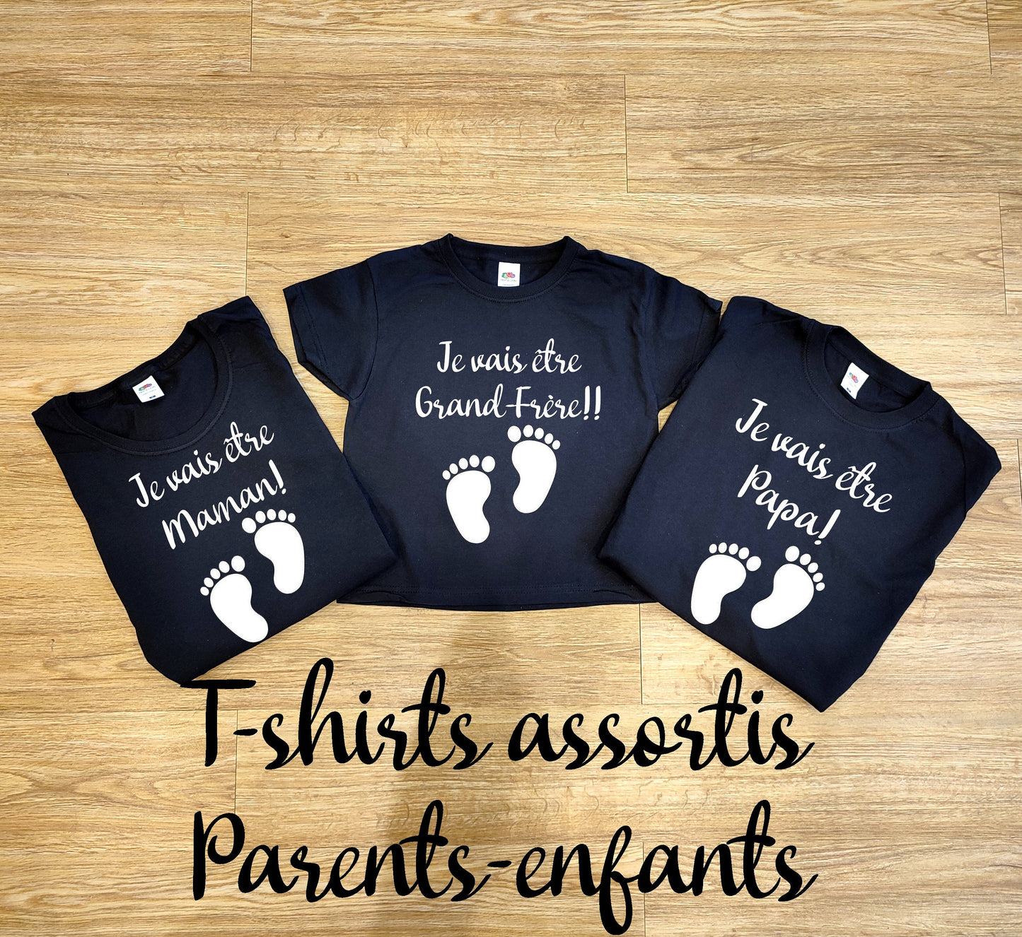 Vêtements assortis famille , tshirts adultes et enfants, Je vais être Papa, papi, grand frère, grande soeur. annonce de grossesse