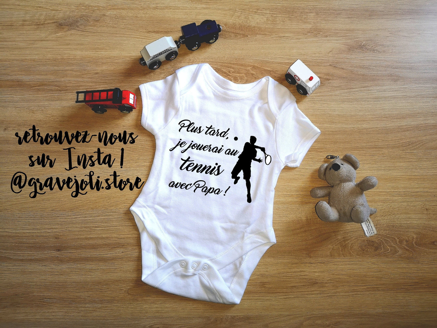 Body Bebe Tennis Francais Futur Champion Papa - Cadeau Sport Nouveau-ne Unisexe Humoristique