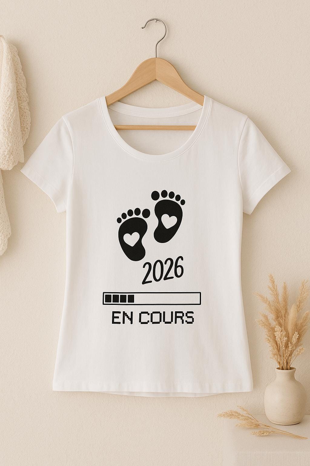 T-shirt Grossesse Humour – "Bébé en Cours 2026" avec Barre de Chargement