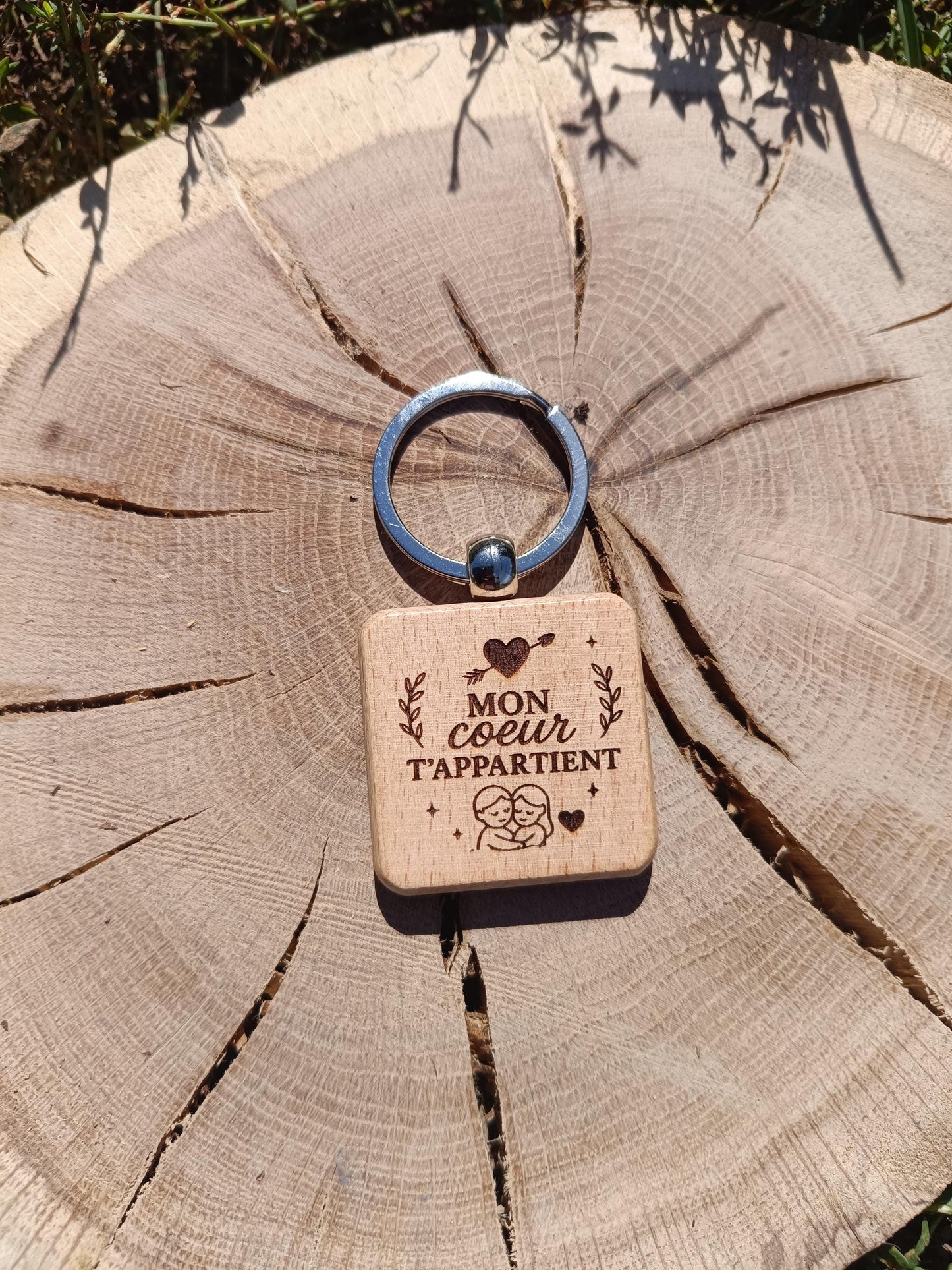 Porte clé en bois gravé, amour de ma vie, je t'aime maman, mon corps t'appartient, cadeau déclaration, fête des mères, cadeau anniversaire