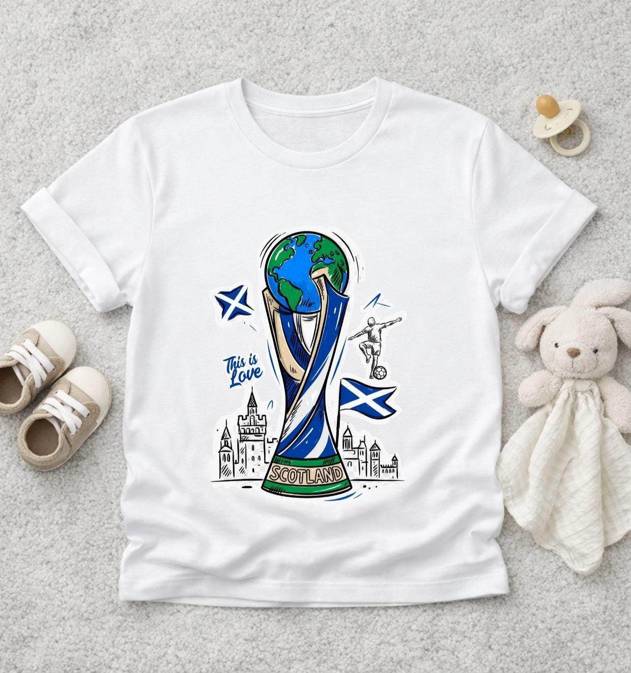 T-shirt adulte ou enfant ou body bébé Coupe du Monde 2026 foot Ecosse