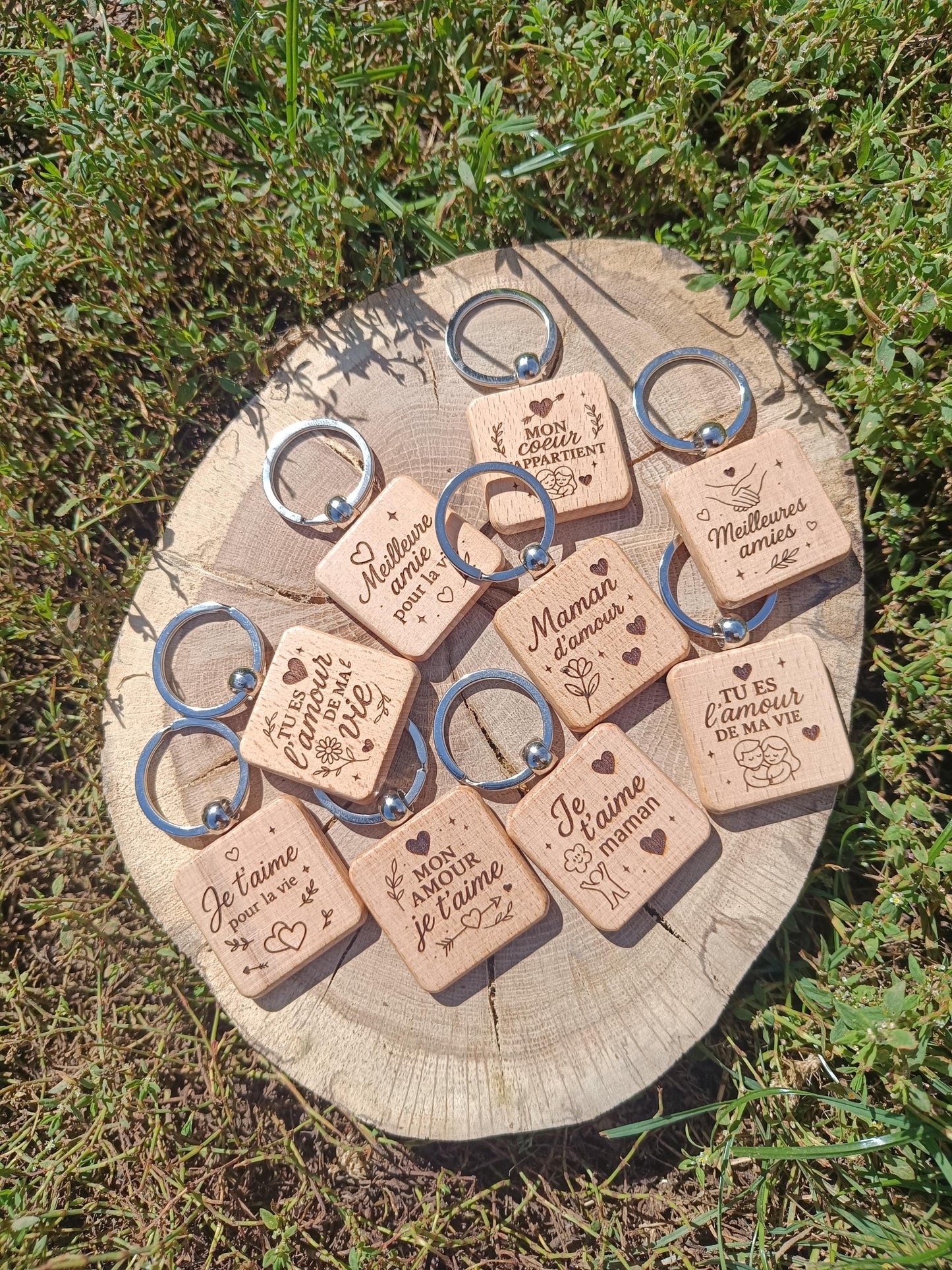 Porte clé en bois gravé, meilleur amie, amitié, meilleures potes, je t'aime, cadeau déclaration, cadeau anniversaire