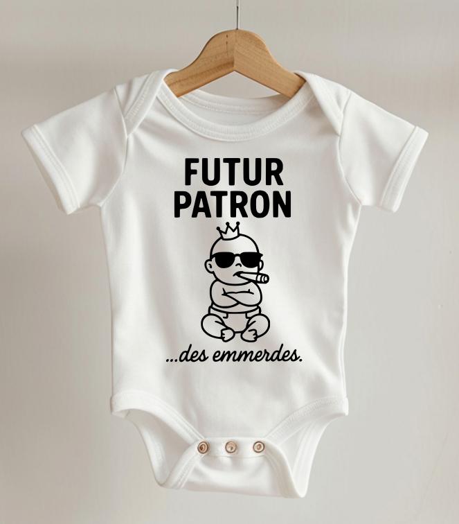Body Bébé Humour – "Futur Patron des Emmerdes"