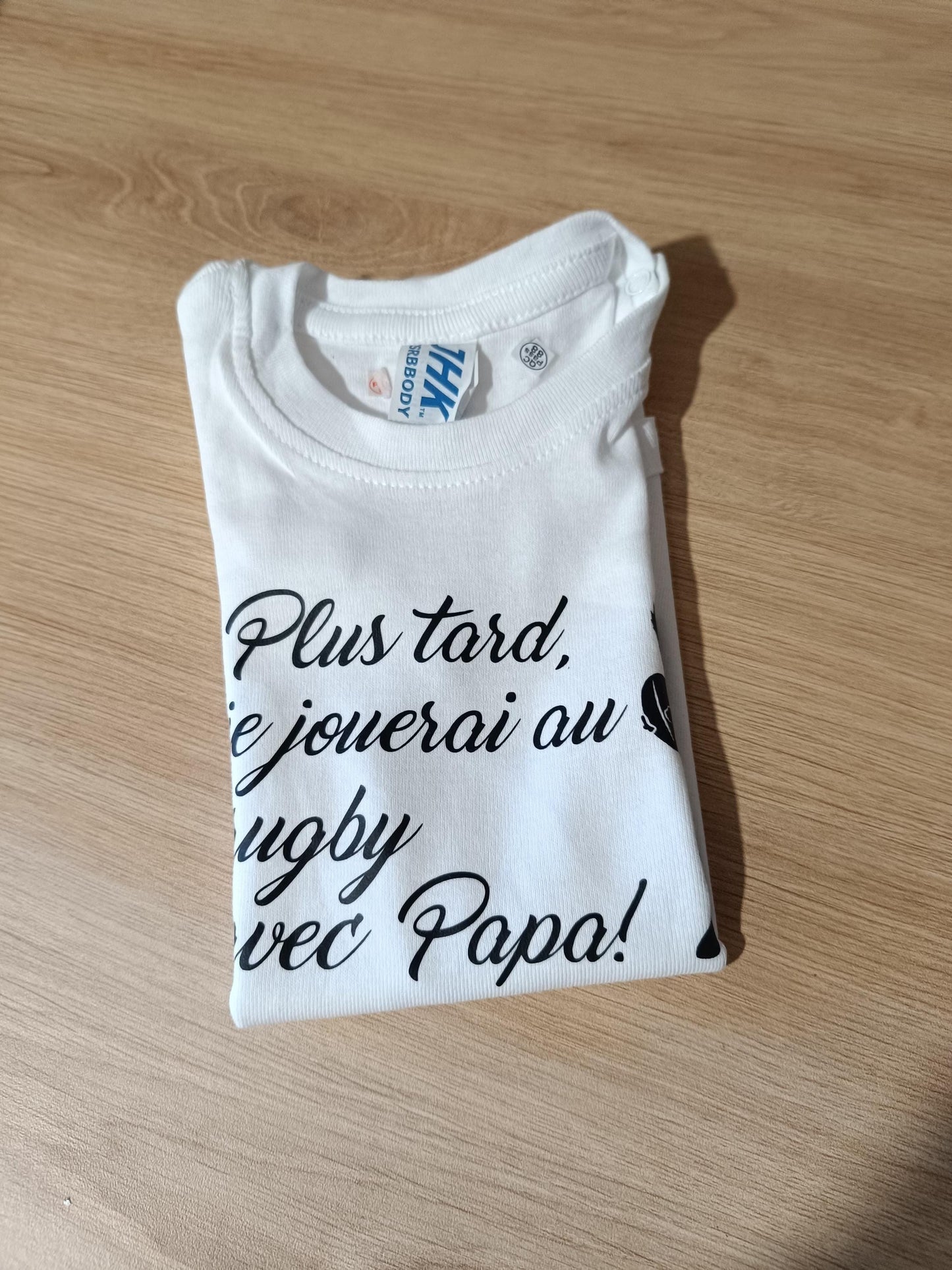 Body bébé plus tard je jouerai au rugby avec Papa, rugbyman, idée cadeau futur papa papi tonton parrain, humour, mignon