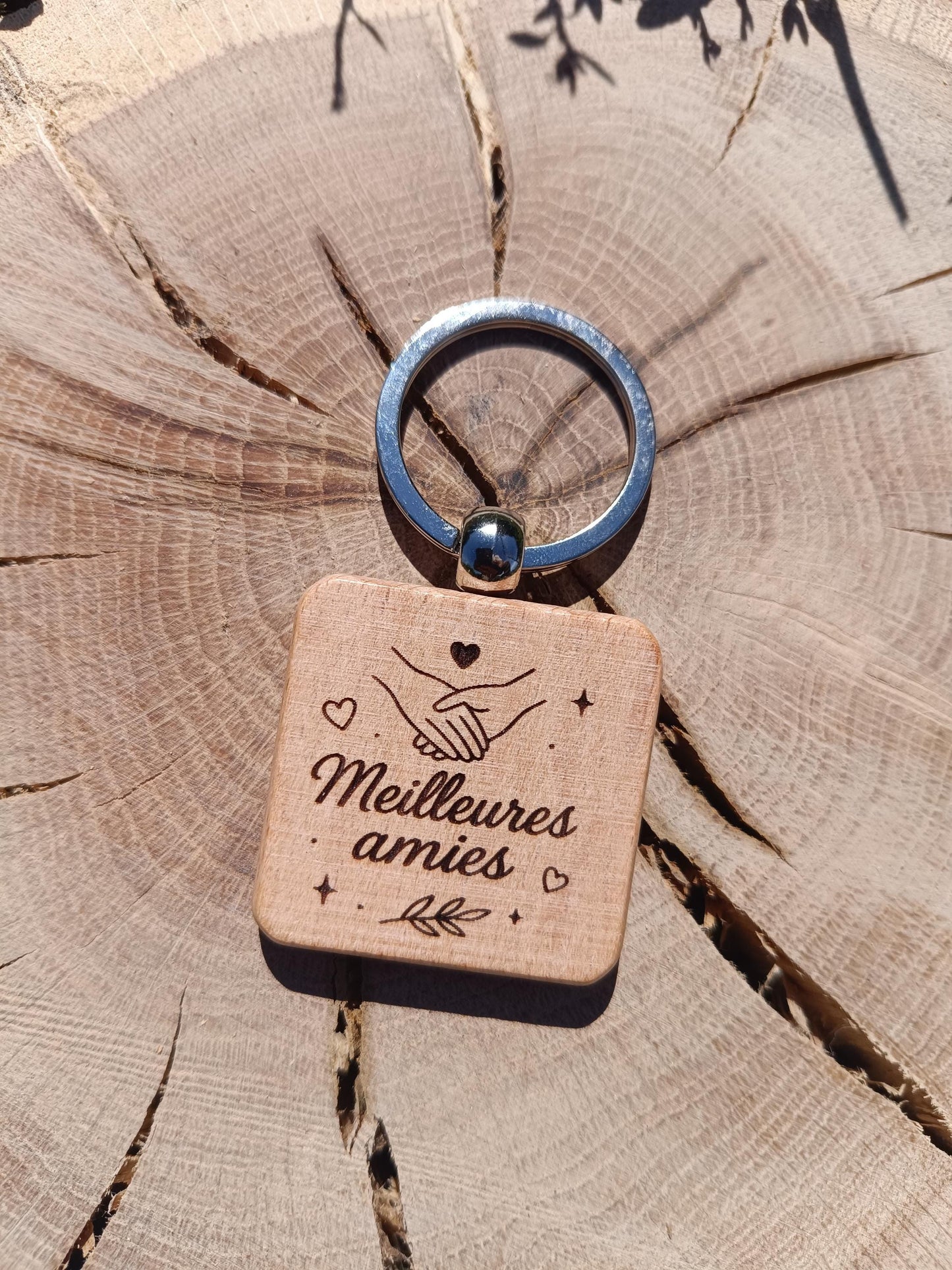 Porte clé en bois gravé, meilleures amies, cadeau amitié, couple famille cadeau déclaration, cadeau anniversaire