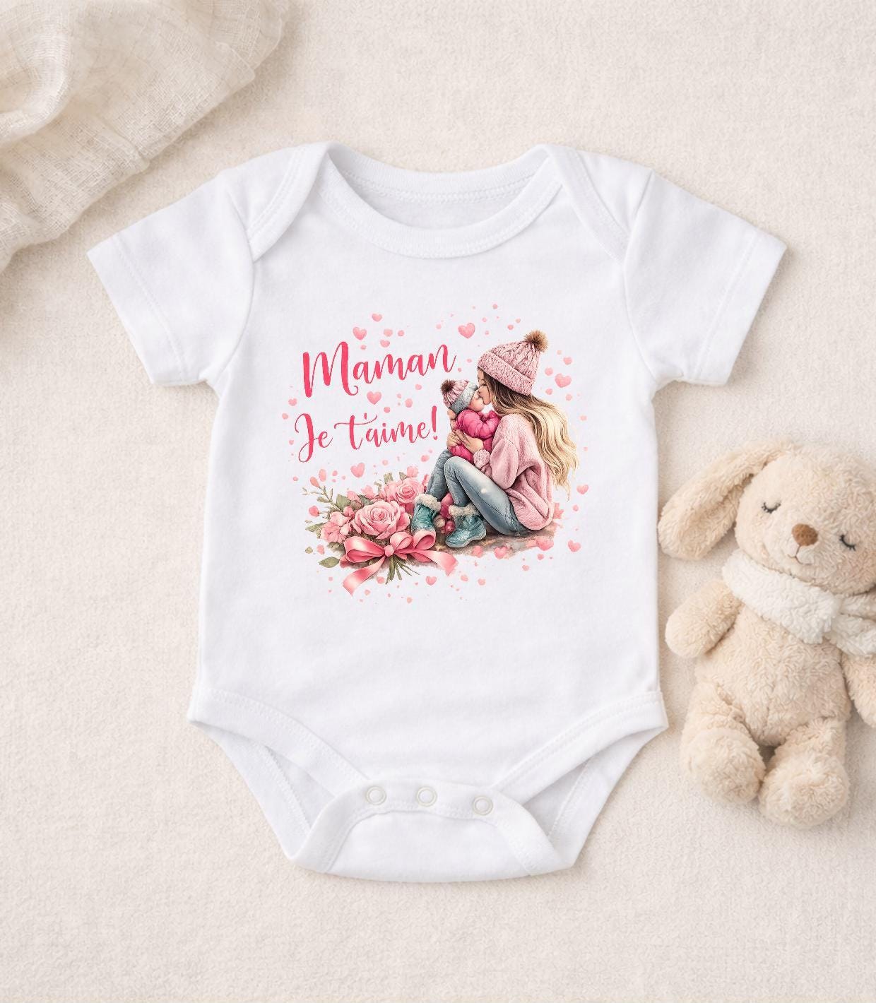 Body bébé « Maman, je t’aime ! »  | Body bébé amour maman | Cadeau naissance | Body fête des mères | Body bébé original
