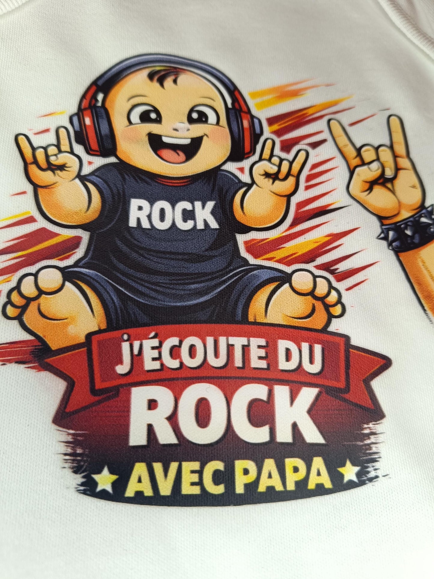 Body Bébé Rock avec Papa - Musique Metal Personnalisé Hard Rock Cadeau Futur Papa Annonce Grossesse