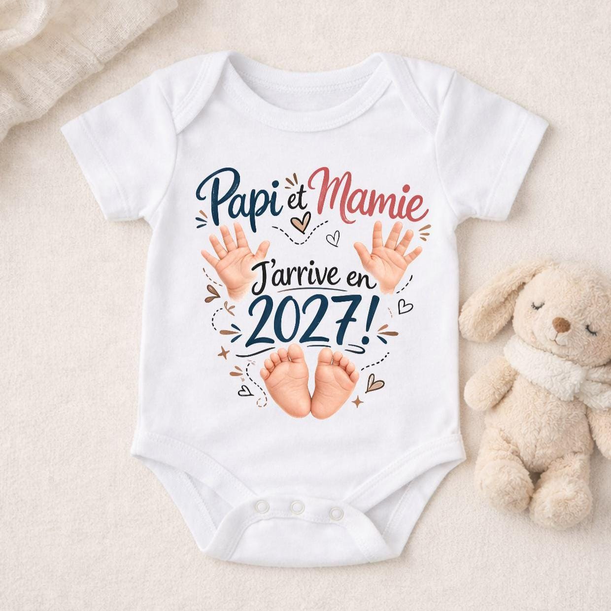 Body bébé pour annonce de grossesse, le premier qui pleure, annonce à papi, mamie, tonton, tata, maternité, cadeau naissance
