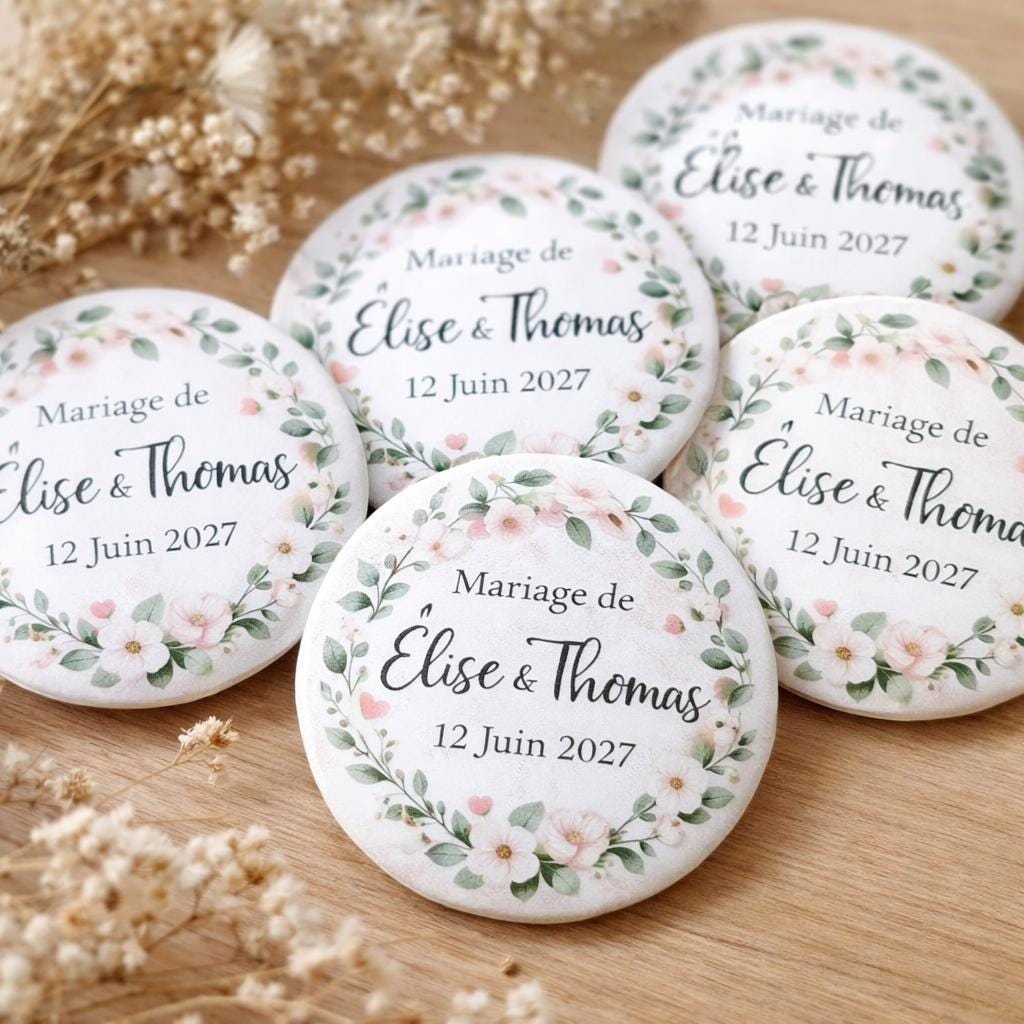 Badge Personnalisé Mariage, Anniversaire, Baptême, EVJF