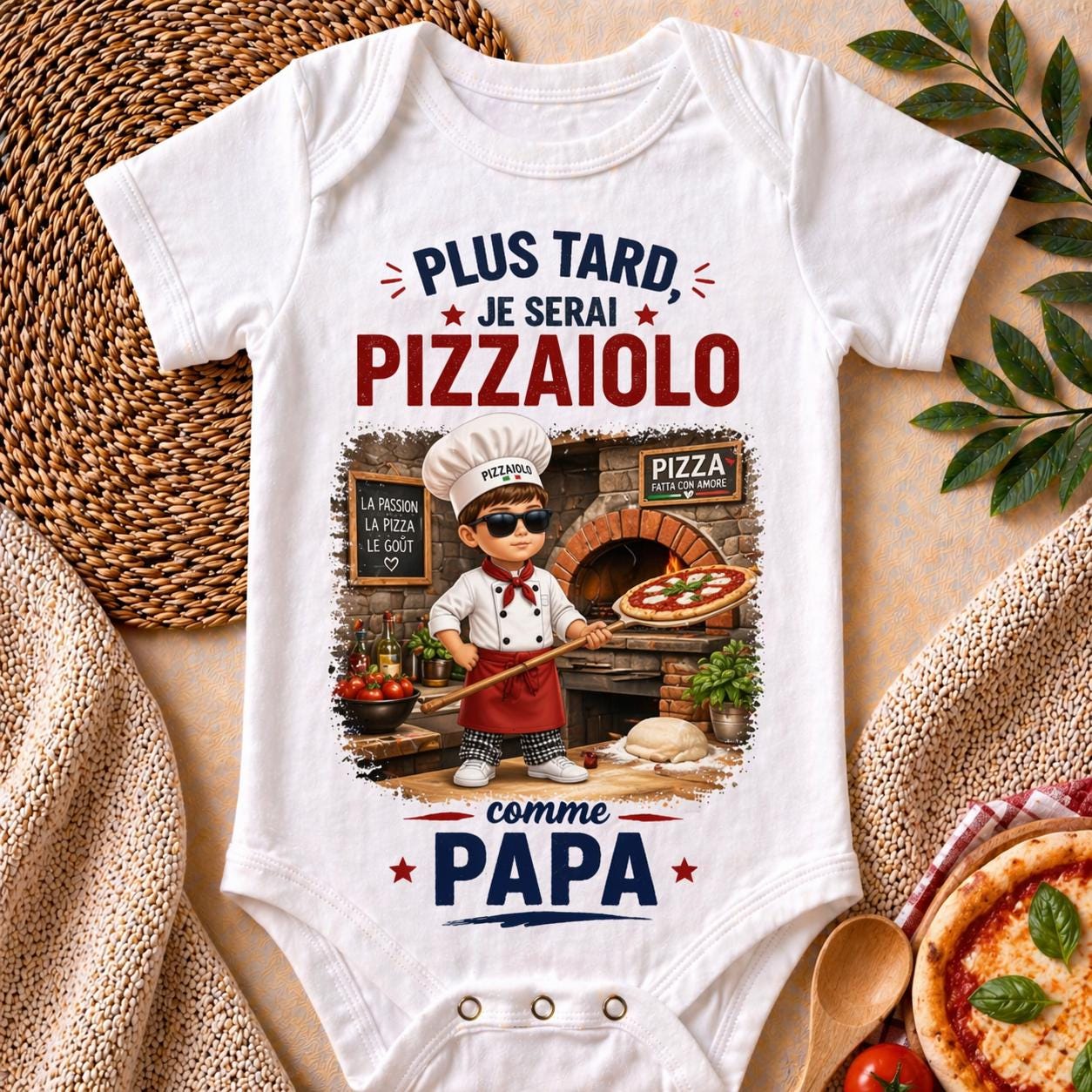 Body bébé plus tard je serai pizzaiolo comme papa – Cadeau naissance original – Body bébé humour – Idée cadeau papa – Body personnalisé
