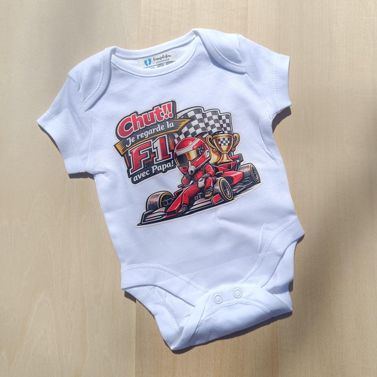 Body bébé F1 – Chut ! je regarde la F1 avec Papa– Charles Leclerc Ferrari