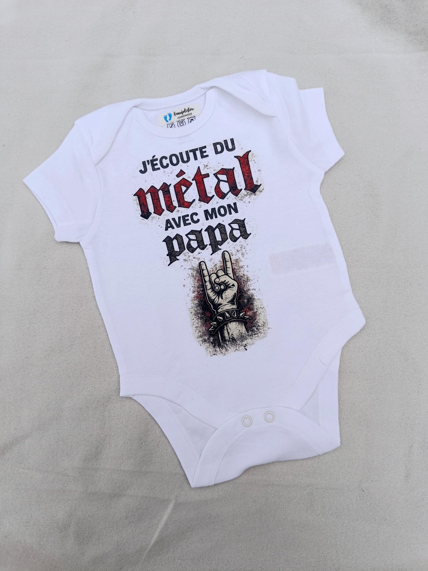 Body bébé J'écoute du métal avec mon papa