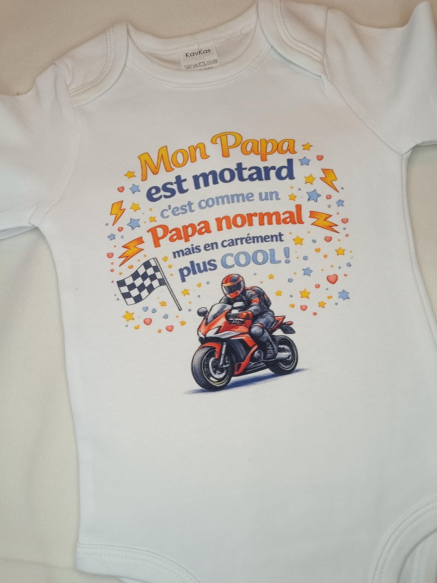 Body bébé “Mon papa est motard/pilote” – Body naissance pour futur biker – Cadeau humour