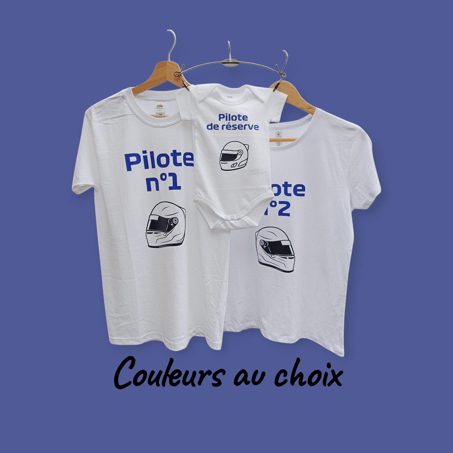 Tshirt adulte homme et femme et body bébé assorti, lot tshirt et body Formule 1, F1, pilote 1, 2, 3, casque de f1, F1 helmet, Ferrari