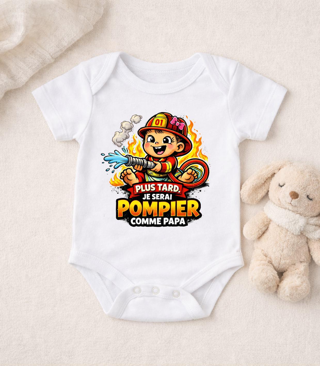 Body bébé Pompier comme Papa – Body naissance pompier – Cadeau bébé pompier – Body humour bébé – Impression DTF