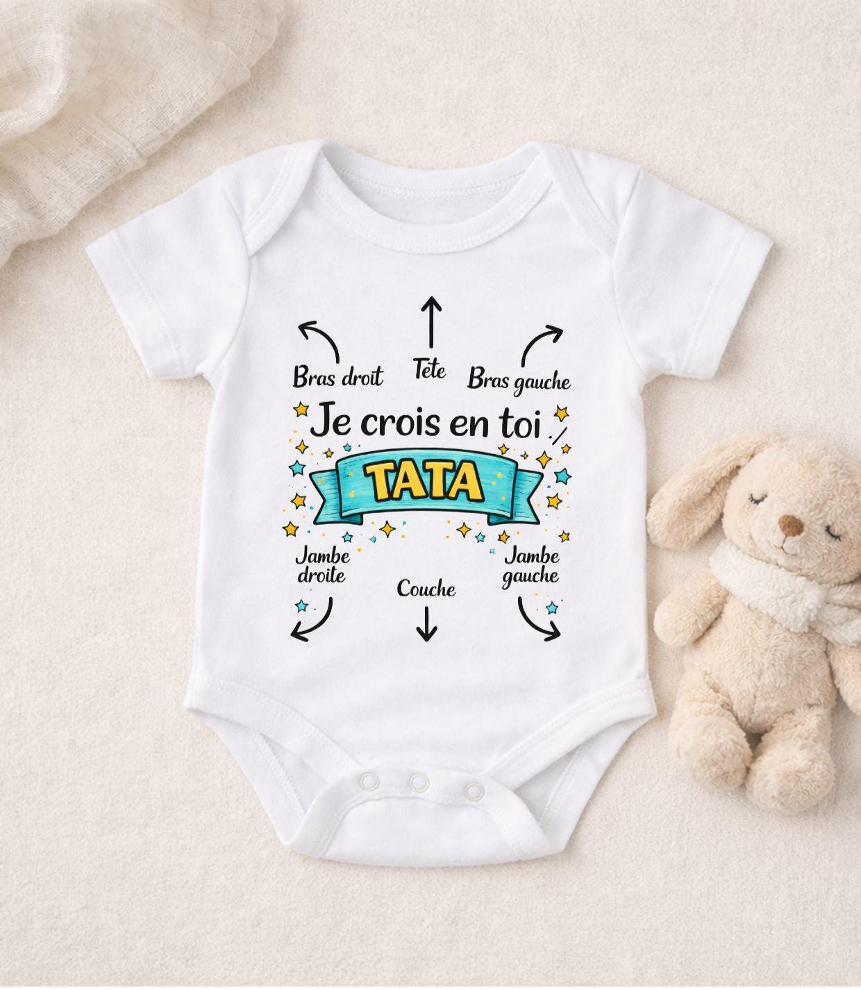 Body bébé, notice, mode d'emploi avec Humour, bodie personnalisable pour bébé, annonce de grossesse, naissance, accouchement