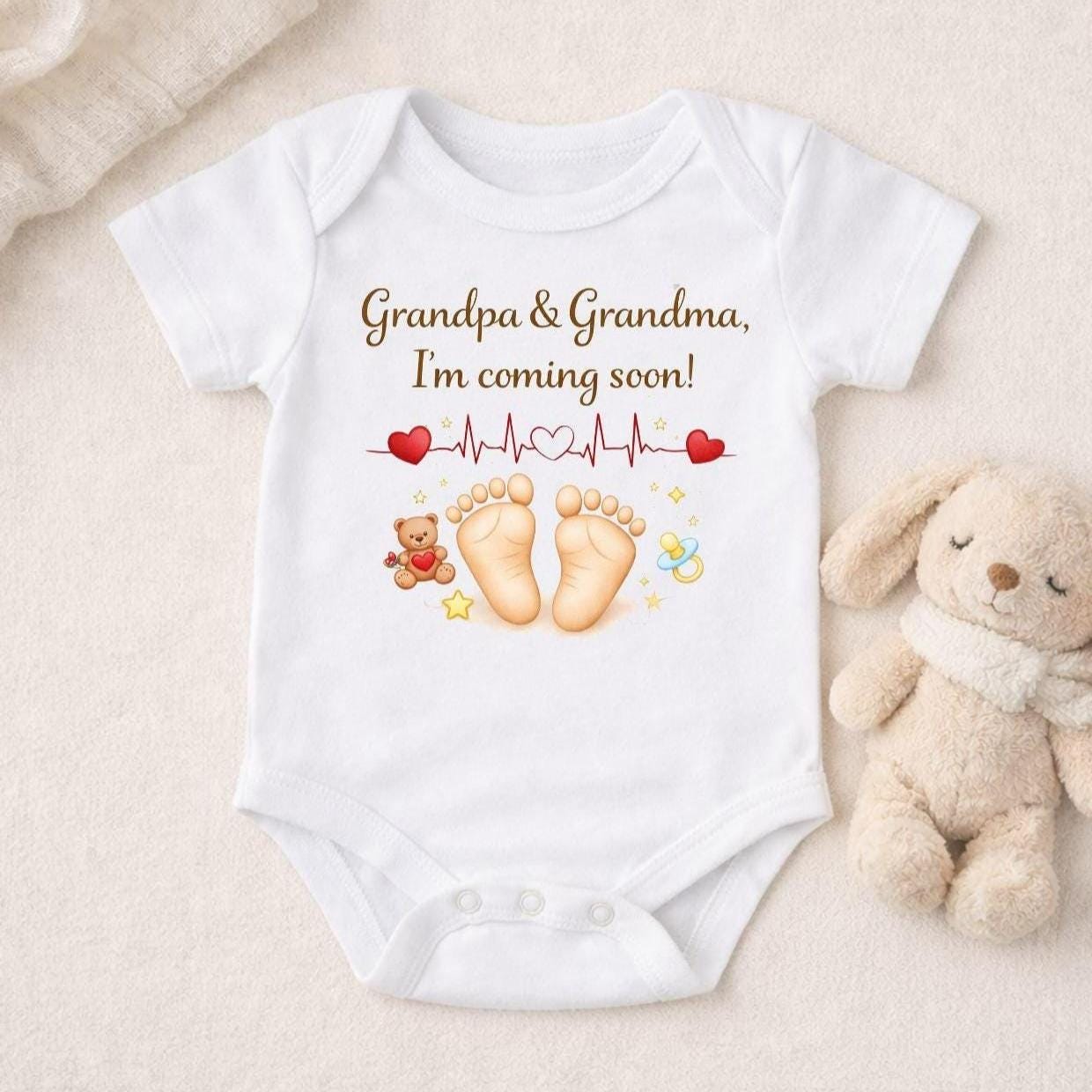 Pregnancy Announcement Baby Bodysuit 2026 – Grandpa Grandma I’m Coming Soon
