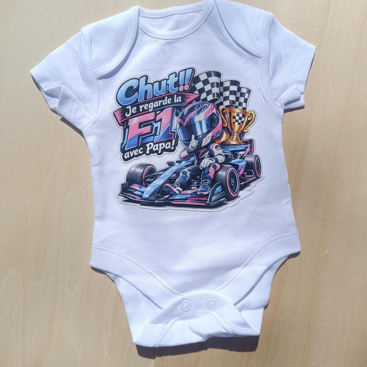 Body bébé F1 – Chut! Je regarde la F1 avec Papa! version Alpine Gasly