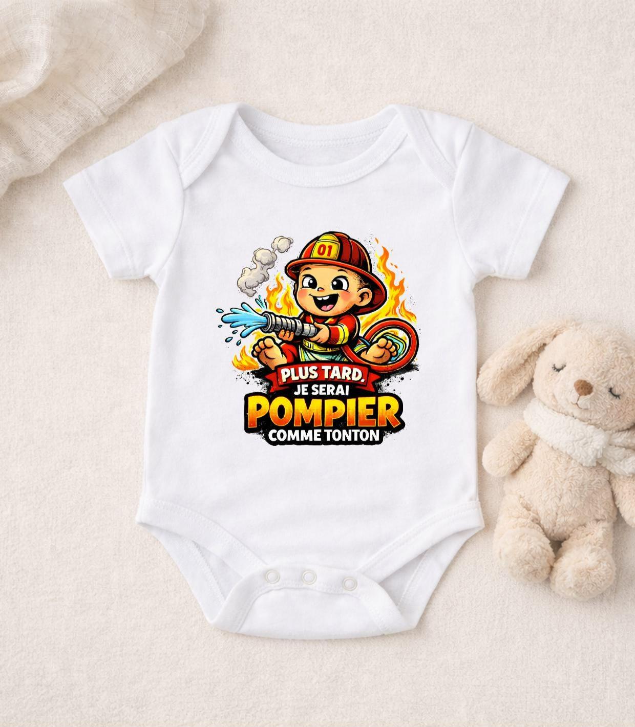 Body bébé Pompier comme Tonton – Body naissance pompier – Cadeau bébé pompier – Body humour bébé – Impression DTF