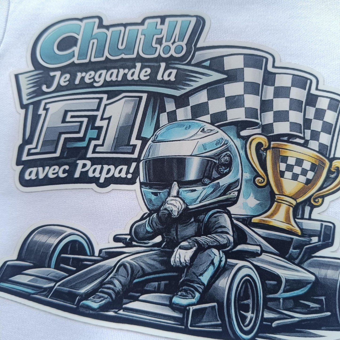 Body bébé F1 – Chut! Je regarde la F1 avec Papa! version Mercedes Russel