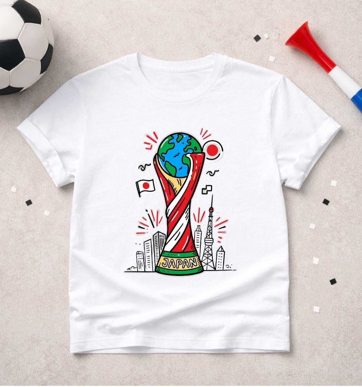 T-shirt adulte ou enfant ou body bébé Coupe du Monde 2026 foot Japon