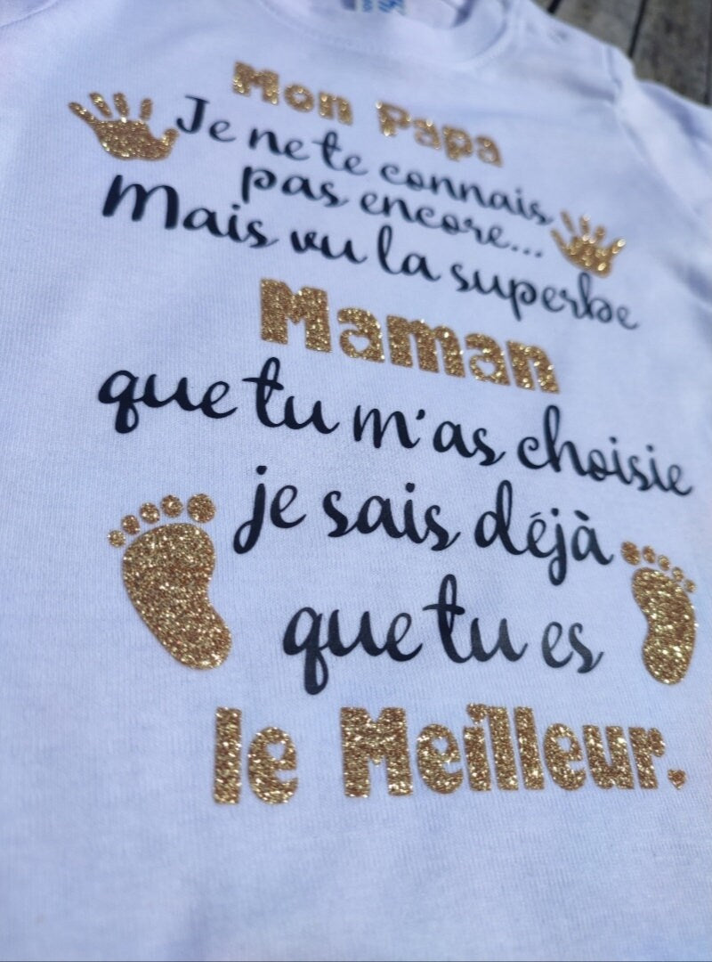 Body bébé annonce de naissance et grossesse à Papa Papi Mamie Tonton Tata Parrain, liste de naissance, bébé arrive, surprise, idée cadeau
