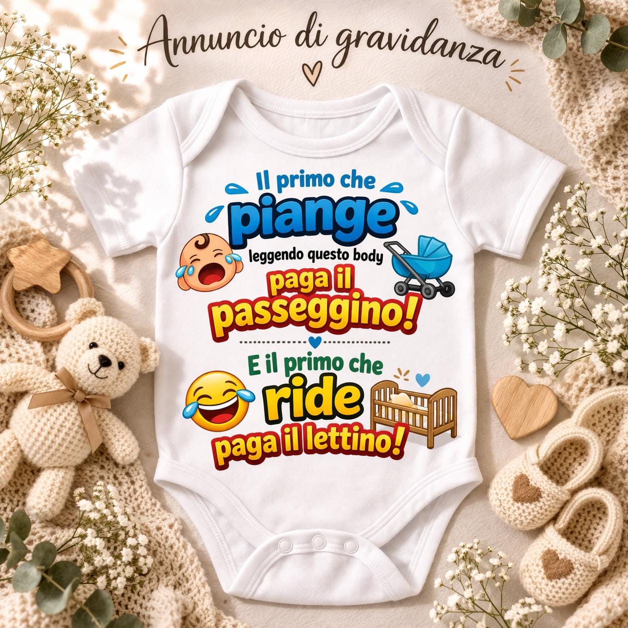 Body neonato annuncio gravidanza, come annunciare l'arrivata di un bimbo, pappa mamma, nonno e nonna, arrivo presto