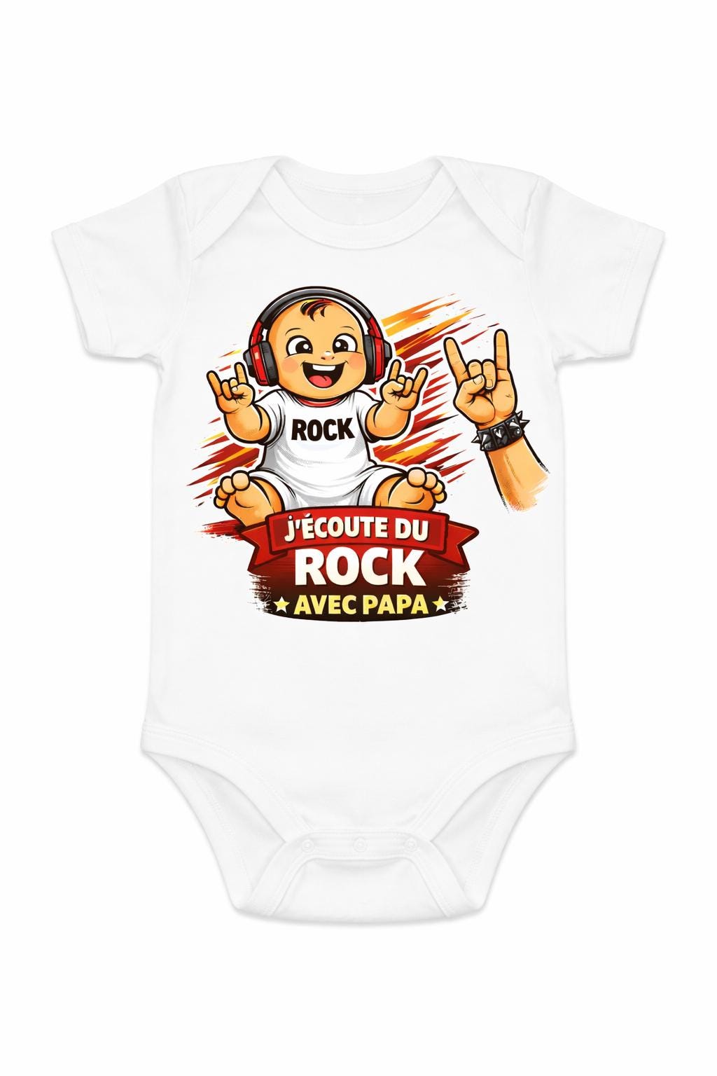 Body Bébé Rock avec Papa - Musique Metal Personnalisé Hard Rock Cadeau Futur Papa Annonce Grossesse