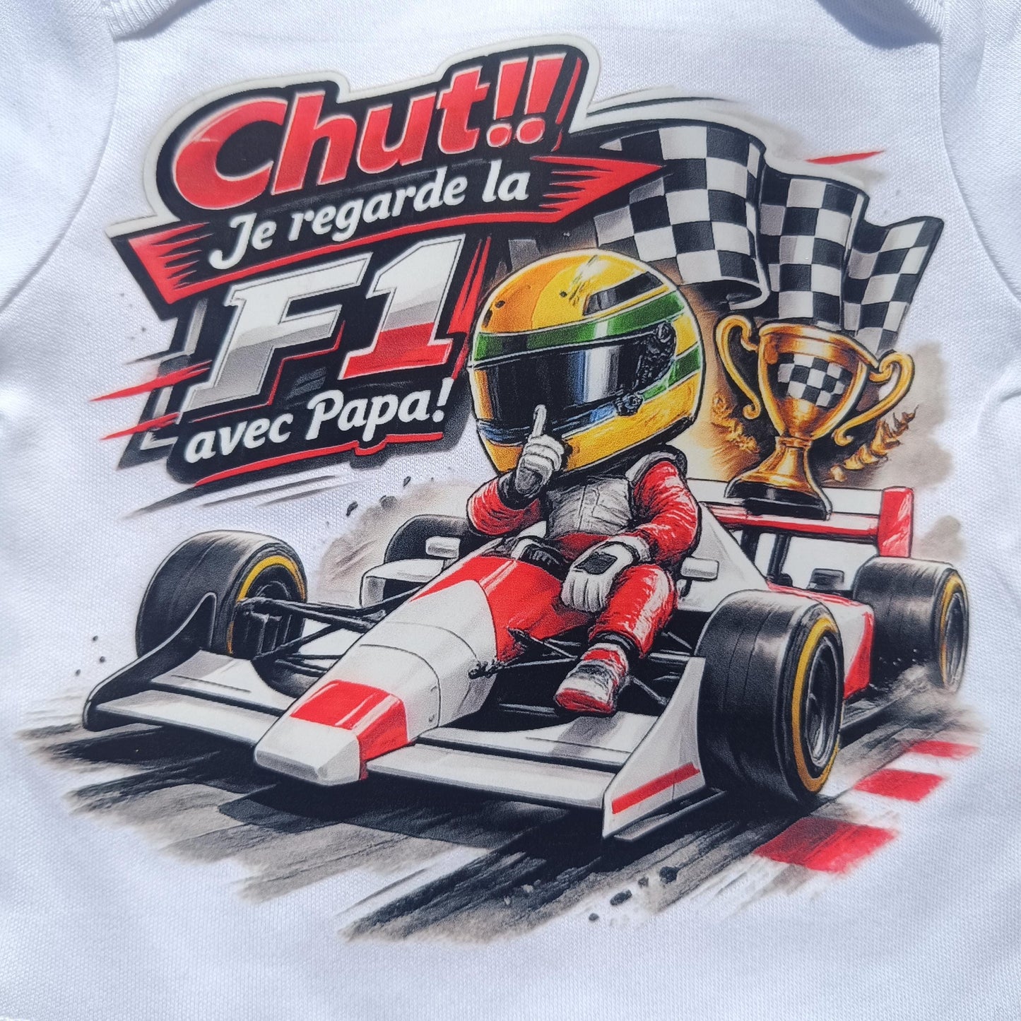 Body bébé F1 – Chut, je regarde la F1 avec Papa – Ayrton Senna Mclaren
