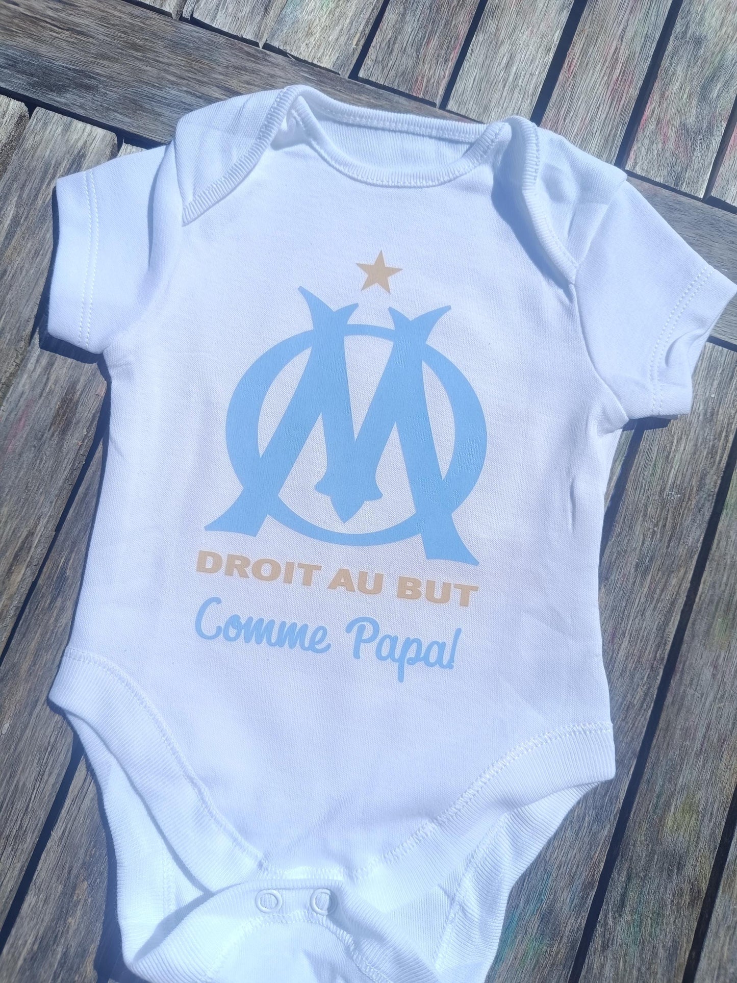 Body bébé OM Droit au But, comme Papa, cadeau naissance Olympique de Marseille, OM93, foot Ligue 1